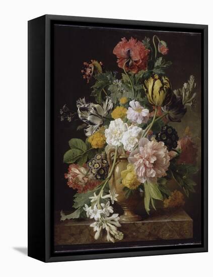 Vase de fleurs avec une tubéreuse cassée-Jan Frans van Dael-Framed Premier Image Canvas