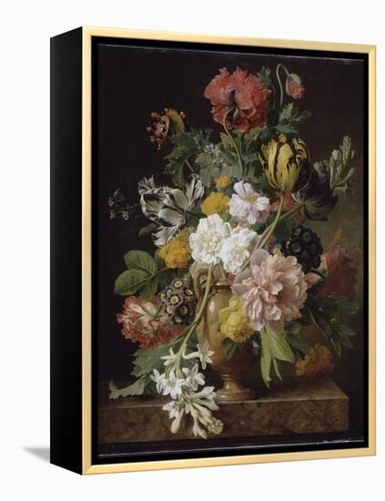 Vase de fleurs avec une tubéreuse cassée-Jan Frans van Dael-Framed Premier Image Canvas