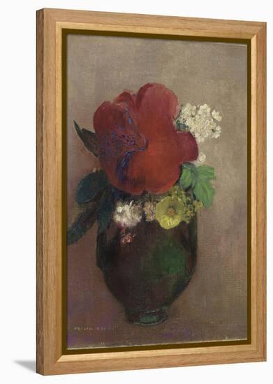 Vase de fleurs, pavot rouge-Odilon Redon-Framed Premier Image Canvas