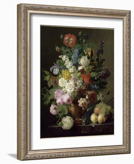 Vase de fleurs, raisins et pêches-Jan Frans van Dael-Framed Giclee Print