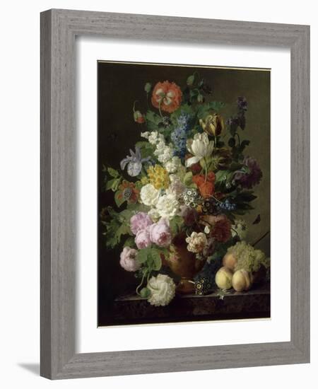 Vase de fleurs, raisins et pêches-Jan Frans van Dael-Framed Giclee Print