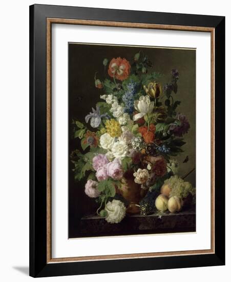 Vase de fleurs, raisins et pêches-Jan Frans van Dael-Framed Giclee Print