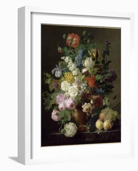 Vase de fleurs, raisins et pêches-Jan Frans van Dael-Framed Giclee Print