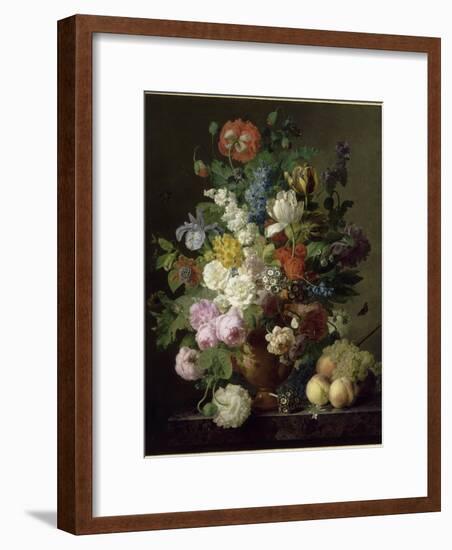 Vase de fleurs, raisins et pêches-Jan Frans van Dael-Framed Giclee Print