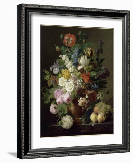 Vase de fleurs, raisins et pêches-Jan Frans van Dael-Framed Giclee Print