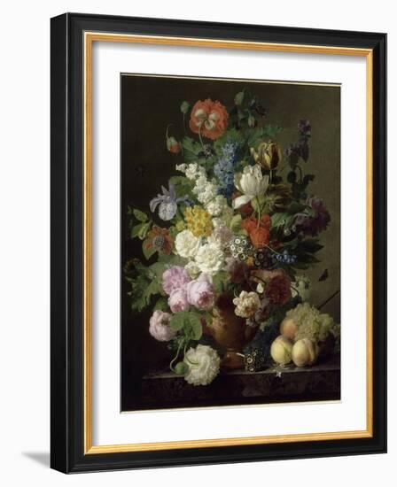 Vase de fleurs, raisins et pêches-Jan Frans van Dael-Framed Giclee Print