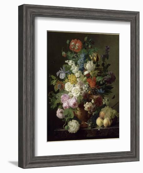 Vase de fleurs, raisins et pêches-Jan Frans van Dael-Framed Giclee Print