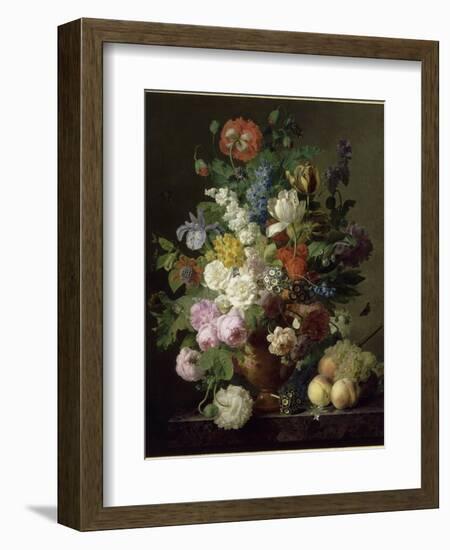 Vase de fleurs, raisins et pêches-Jan Frans van Dael-Framed Giclee Print