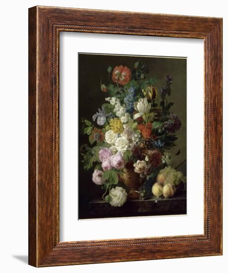 Vase de fleurs, raisins et pêches-Jan Frans van Dael-Framed Giclee Print