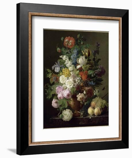 Vase de fleurs, raisins et pêches-Jan Frans van Dael-Framed Giclee Print