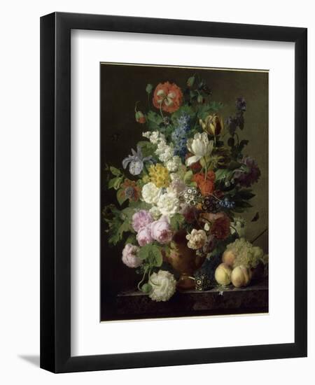 Vase de fleurs, raisins et pêches-Jan Frans van Dael-Framed Giclee Print