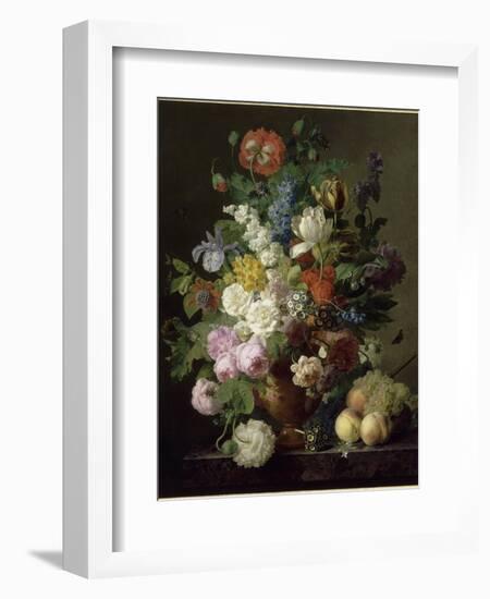 Vase de fleurs, raisins et pêches-Jan Frans van Dael-Framed Giclee Print