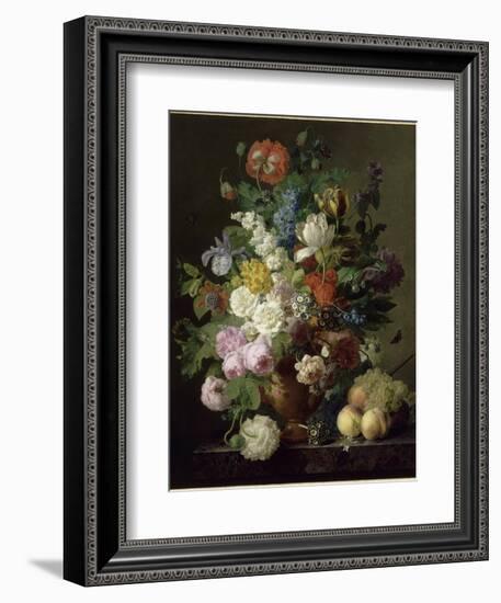 Vase de fleurs, raisins et pêches-Jan Frans van Dael-Framed Giclee Print