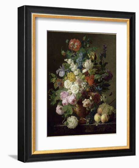 Vase de fleurs, raisins et pêches-Jan Frans van Dael-Framed Giclee Print