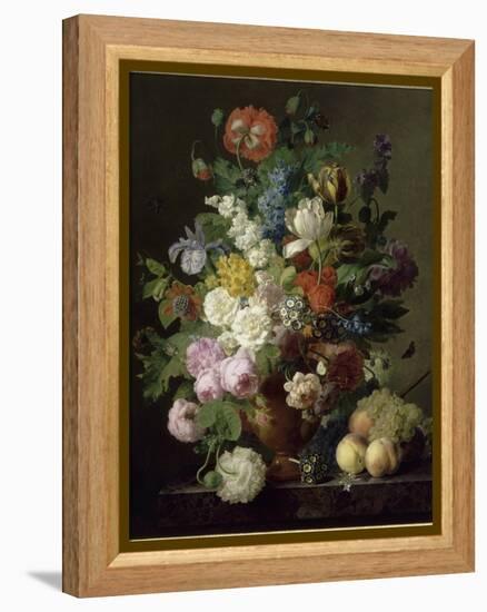 Vase de fleurs, raisins et pêches-Jan Frans van Dael-Framed Premier Image Canvas