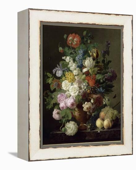 Vase de fleurs, raisins et pêches-Jan Frans van Dael-Framed Premier Image Canvas