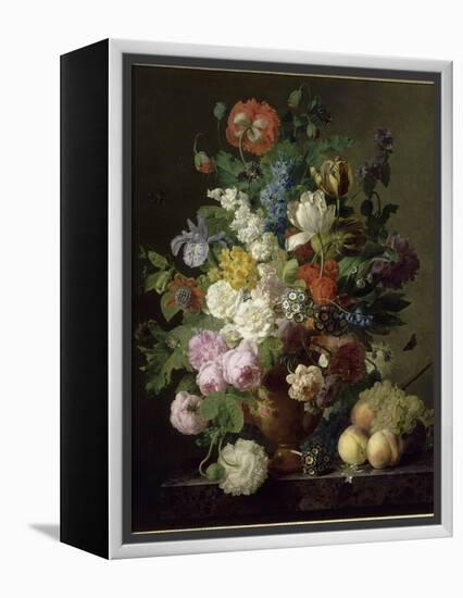 Vase de fleurs, raisins et pêches-Jan Frans van Dael-Framed Premier Image Canvas