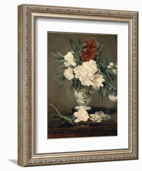 Vase de pivoines sur piédouche-Edouard Manet-Framed Giclee Print