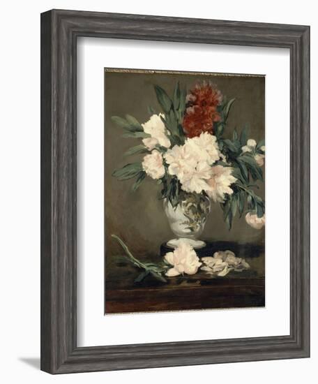 Vase de pivoines sur piédouche-Edouard Manet-Framed Giclee Print