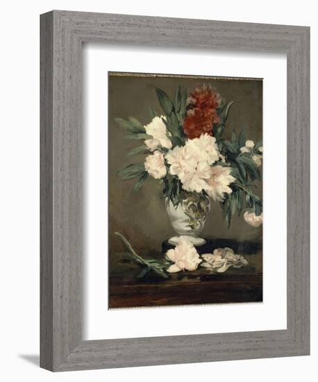 Vase de pivoines sur piédouche-Edouard Manet-Framed Giclee Print