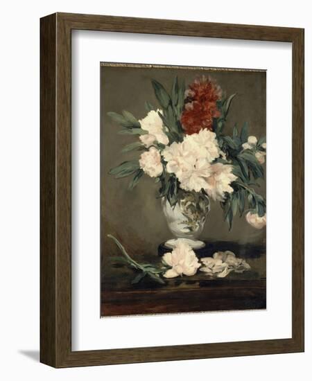 Vase de pivoines sur piédouche-Edouard Manet-Framed Giclee Print