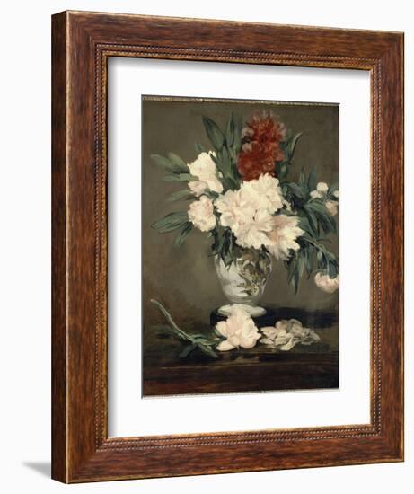 Vase de pivoines sur piédouche-Edouard Manet-Framed Giclee Print