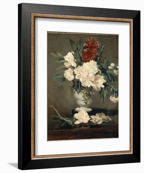 Vase de pivoines sur piédouche-Edouard Manet-Framed Giclee Print