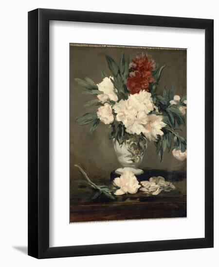 Vase de pivoines sur piédouche-Edouard Manet-Framed Giclee Print