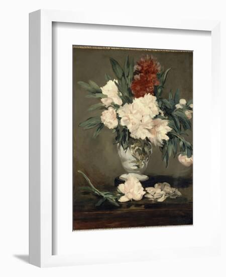 Vase de pivoines sur piédouche-Edouard Manet-Framed Giclee Print