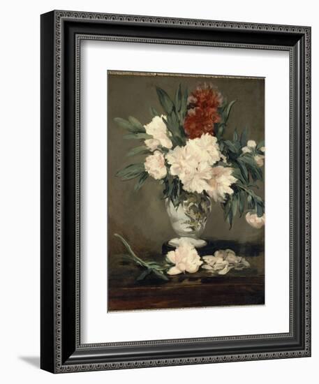 Vase de pivoines sur piédouche-Edouard Manet-Framed Giclee Print