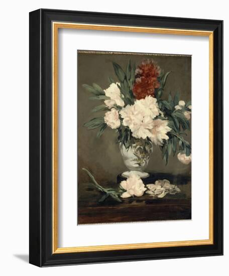 Vase de pivoines sur piédouche-Edouard Manet-Framed Giclee Print