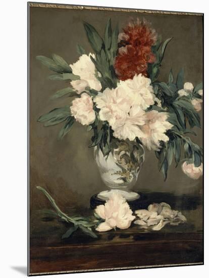 Vase de pivoines sur piédouche-Edouard Manet-Mounted Giclee Print