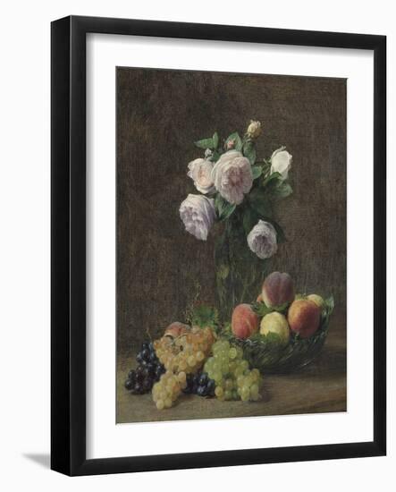 Vase De Roses, Pêches Et Raisins, 1894-Henri Fantin-Latour-Framed Giclee Print