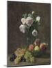 Vase De Roses, Pêches Et Raisins, 1894-Henri Fantin-Latour-Mounted Giclee Print