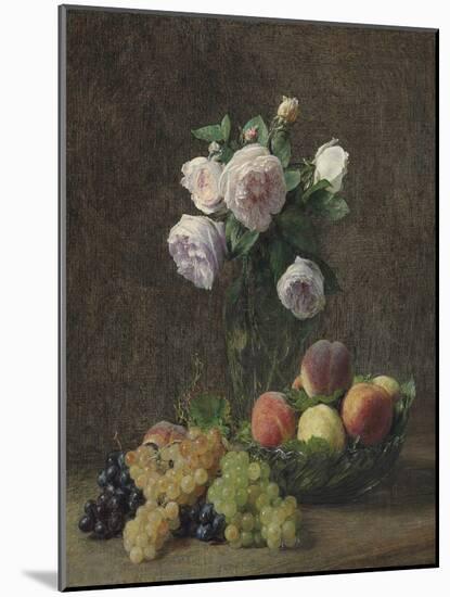 Vase De Roses, Pêches Et Raisins, 1894-Henri Fantin-Latour-Mounted Giclee Print