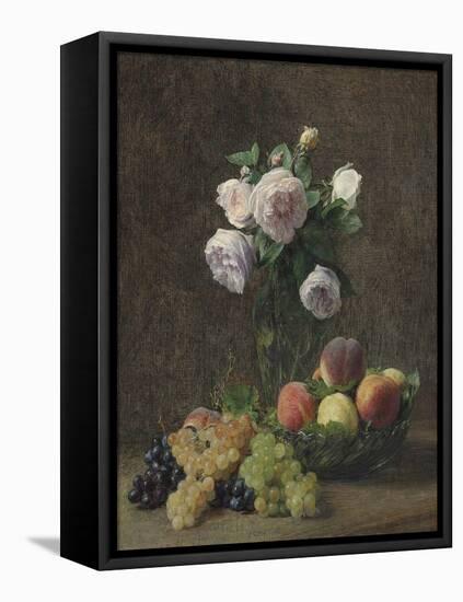 Vase De Roses, Pêches Et Raisins, 1894-Henri Fantin-Latour-Framed Premier Image Canvas