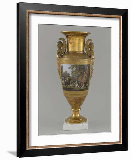 Vase en porcelaine de Paris avec scène de chasse-null-Framed Giclee Print