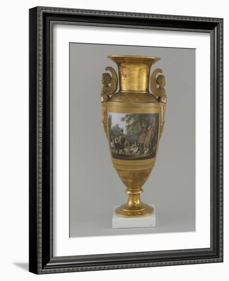 Vase en porcelaine de Paris avec scène de chasse-null-Framed Giclee Print