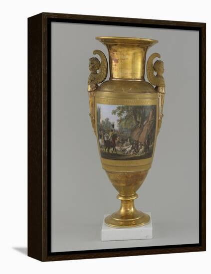 Vase en porcelaine de Paris avec scène de chasse-null-Framed Premier Image Canvas