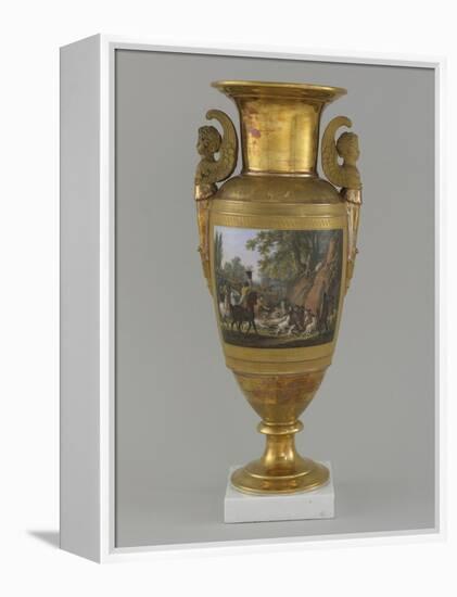 Vase en porcelaine de Paris avec scène de chasse-null-Framed Premier Image Canvas