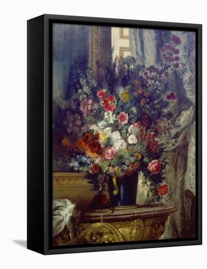 Vase Mit Blumen Auf Einer Konsole-Eugene Delacroix-Framed Premier Image Canvas