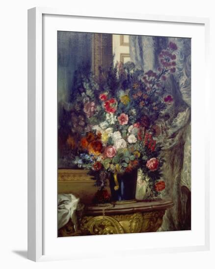 Vase Mit Blumen Auf Einer Konsole-Eugene Delacroix-Framed Giclee Print