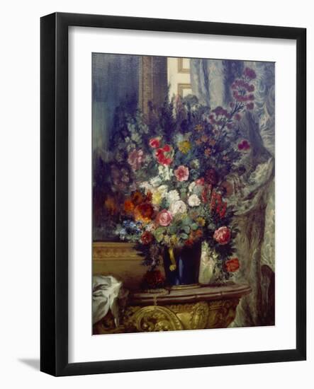 Vase Mit Blumen Auf Einer Konsole-Eugene Delacroix-Framed Giclee Print