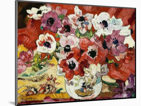 Vase of Anemones (Oil on Canvas)-Louis Valtat-Mounted Giclee Print