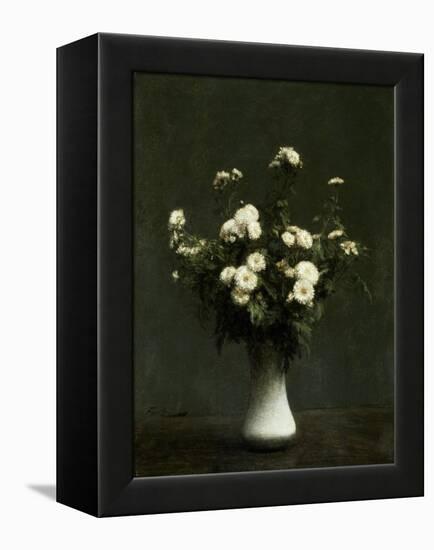 Vase of Chrysanthemums, 1871 (Oil on Canvas)-Ignace Henri Jean Fantin-Latour-Framed Premier Image Canvas