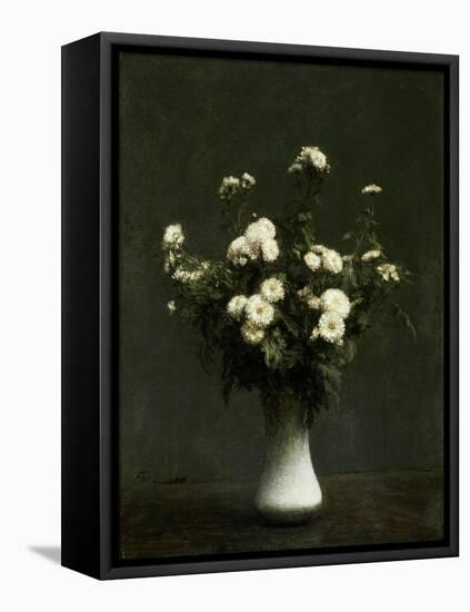 Vase of Chrysanthemums, 1871 (Oil on Canvas)-Ignace Henri Jean Fantin-Latour-Framed Premier Image Canvas