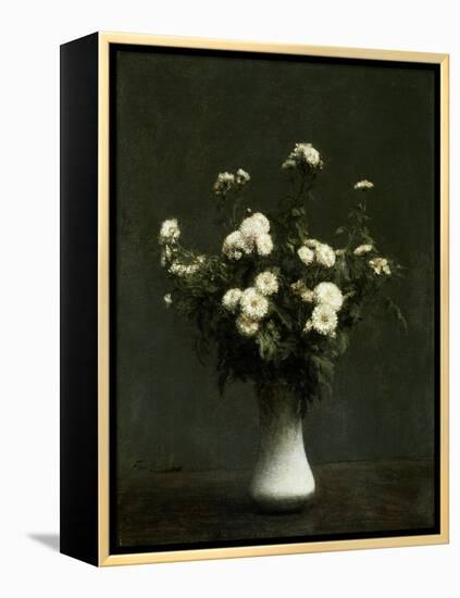 Vase of Chrysanthemums, 1871 (Oil on Canvas)-Ignace Henri Jean Fantin-Latour-Framed Premier Image Canvas