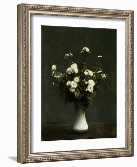 Vase of Chrysanthemums, 1871 (Oil on Canvas)-Ignace Henri Jean Fantin-Latour-Framed Giclee Print