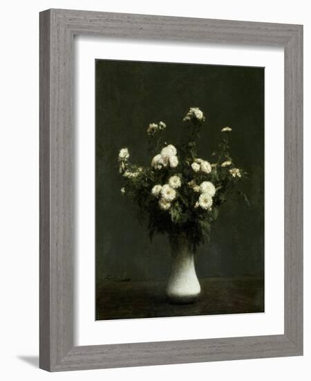 Vase of Chrysanthemums, 1871 (Oil on Canvas)-Ignace Henri Jean Fantin-Latour-Framed Giclee Print