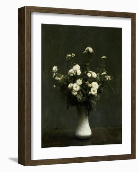 Vase of Chrysanthemums, 1871 (Oil on Canvas)-Ignace Henri Jean Fantin-Latour-Framed Giclee Print